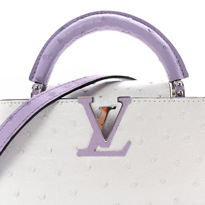 Louis Vuitton Iridescent Ostrich Capucines East West Mini White Pearl Lilac 7 of 9
