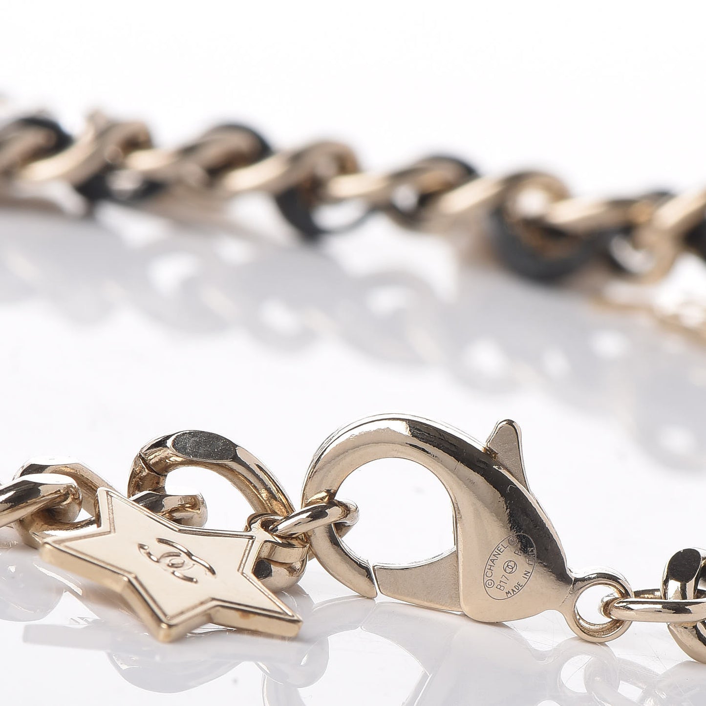 Lambskin Crystal CC Logo Charming Choker Gold Black