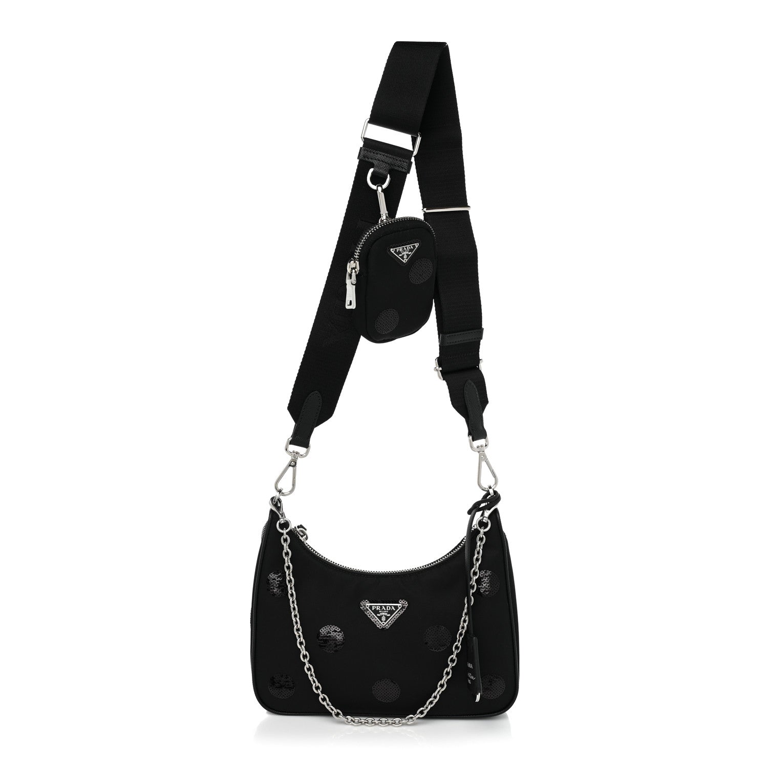 Prada Nylon Sequin Re-Edition 2005 Shoulder Bag Black 1 of 8