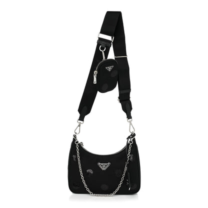 Prada Nylon Sequin Re-Edition 2005 Shoulder Bag Black 1 of 8