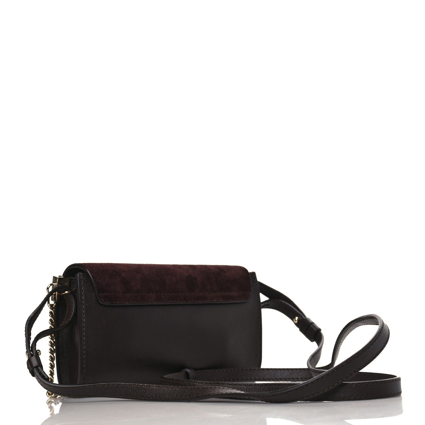 Suede Calfskin Mini Faye Shoulder Bag Carbon Brown