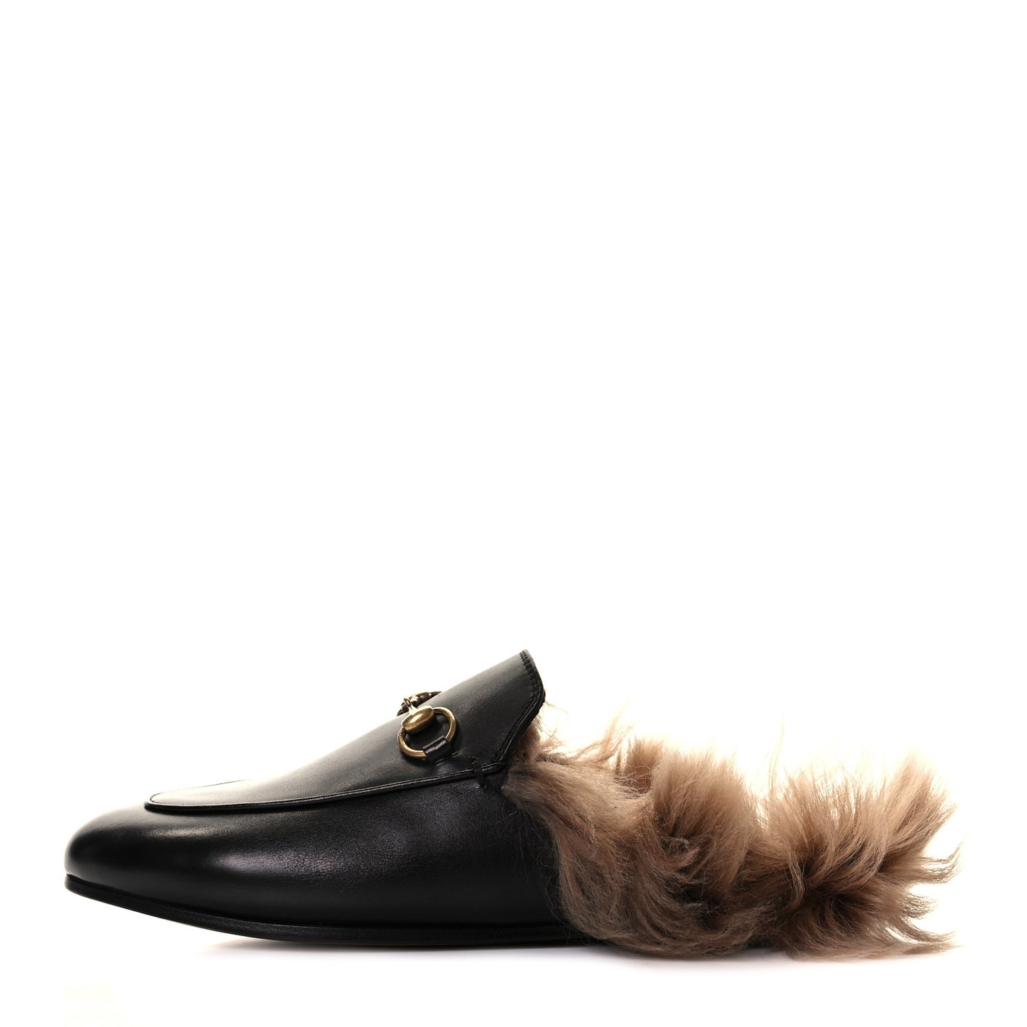 Calfskin Fur Womens Princetown Slippers 37 Black