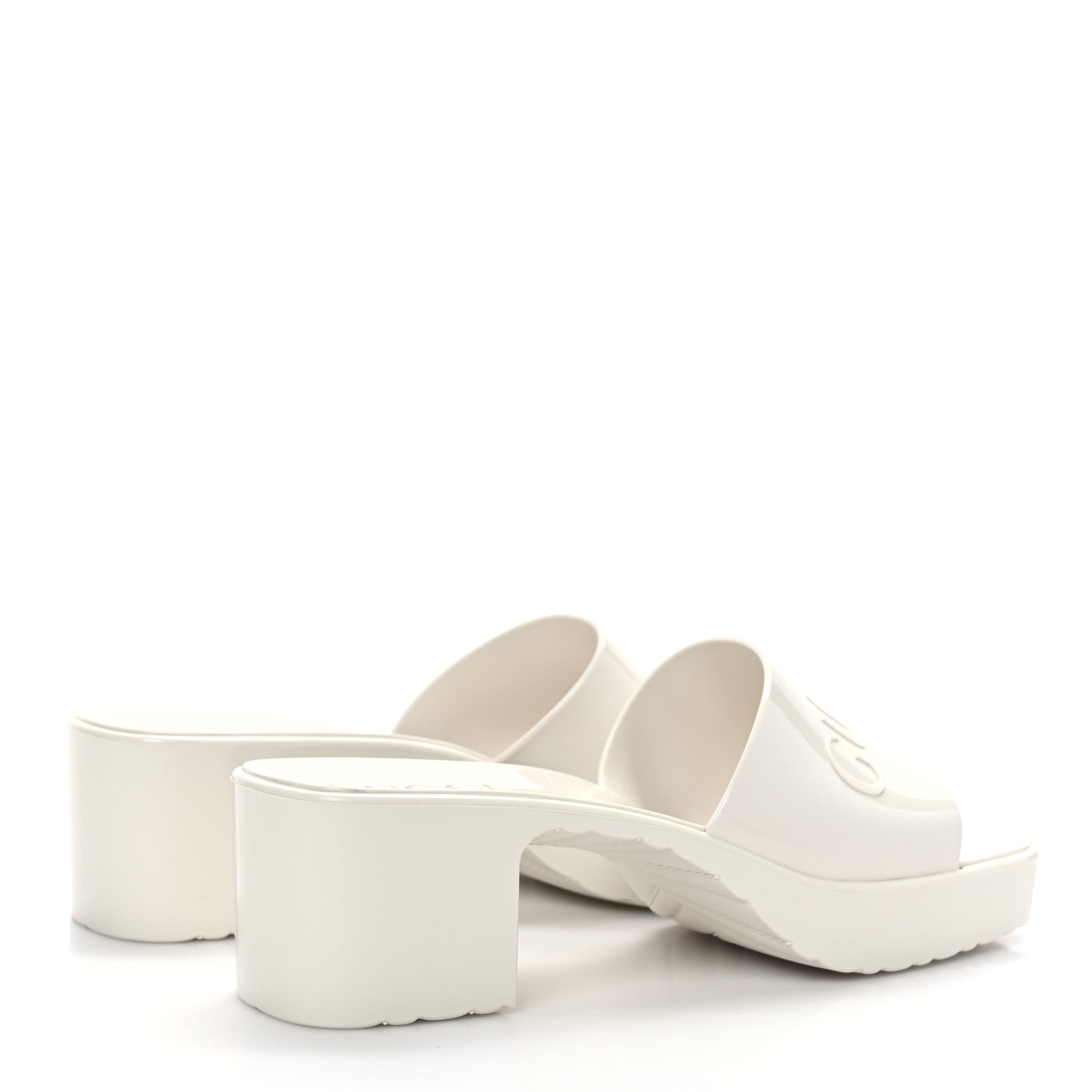 Gucci Rubber Gucci Logo Womens Platform 20/60mm Slide Sandals 35 Mystic White 4 of 8