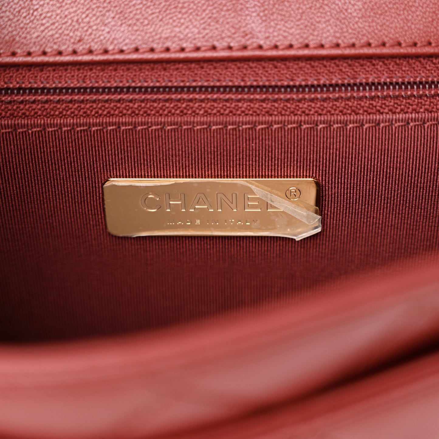 Lambskin Quilted Chain Infinity Top Handle Flap Burgundy