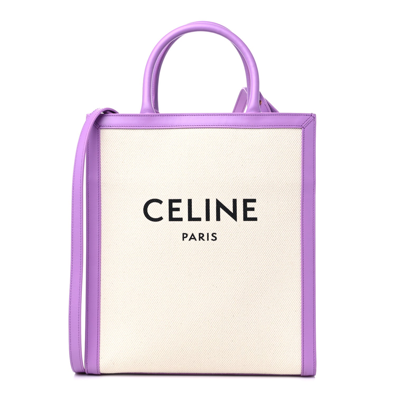 Celine Canvas Calfskin Logo Print Small Vertical Cabas Lilac 1 of 10