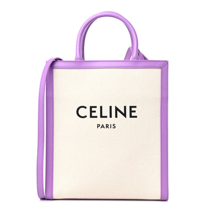 Celine Canvas Calfskin Logo Print Small Vertical Cabas Lilac 1 of 10
