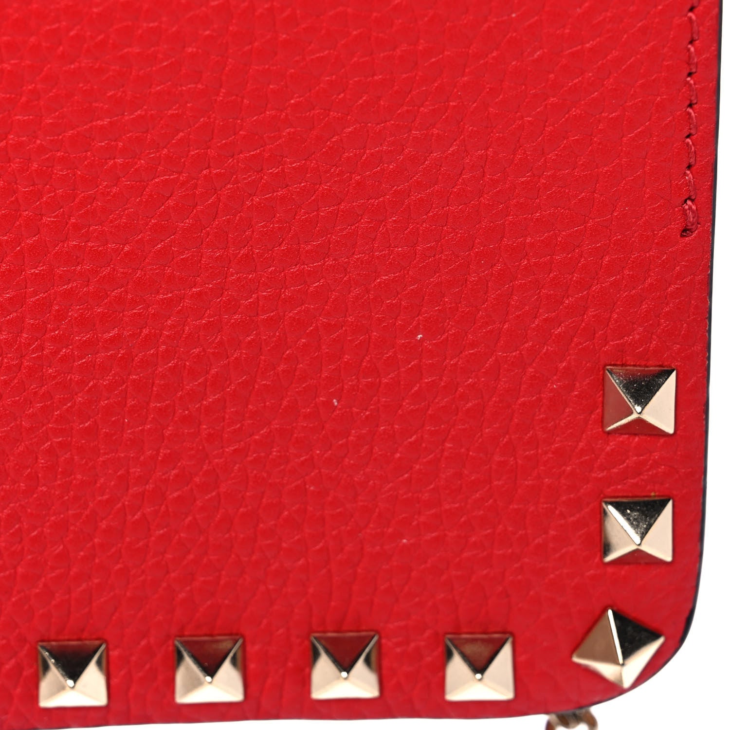 Valentino Garavani Pebbled Calfskin Rockstud Flap Wallet On Chain Rouge Pur 13 of 15