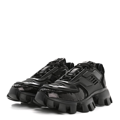 Prada Sequin Cotton Rubber Mens Cloudbust Thunder Sneakers 9 Black 4 of 11