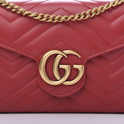 Gucci Calfskin Matelasse GG Marmont Chain Wallet Hibiscus Red 10 of 10