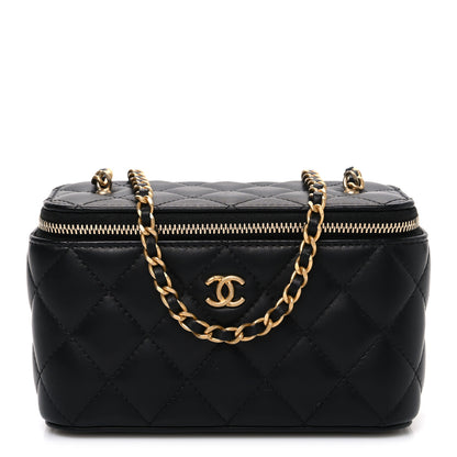 Chanel Lambskin Quilted Pearl Crush Small Vanity Case With Chain Black 1 of 10