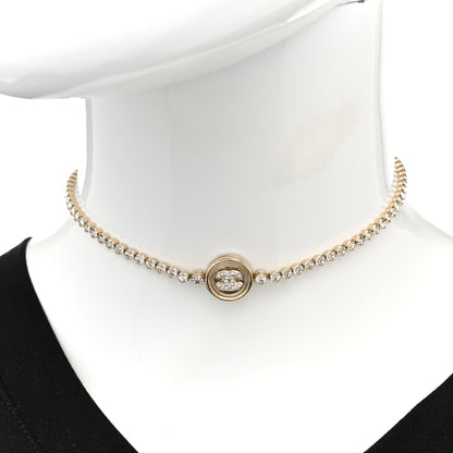 Chanel Crystal CC Chain Short Necklace Gold 2 of 6