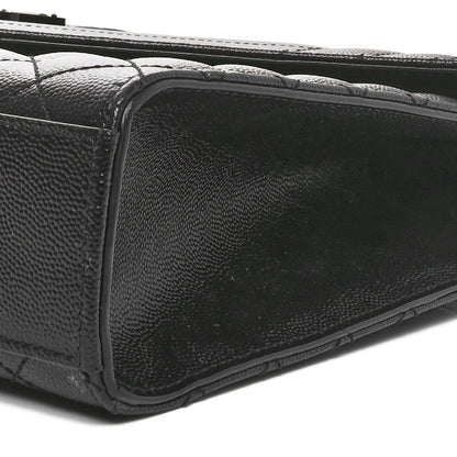 Saint Laurent Grain De Poudre Textured Mixed Matelasse Large Triquilt Monogram Monochrome Satchel Black 10 of 11