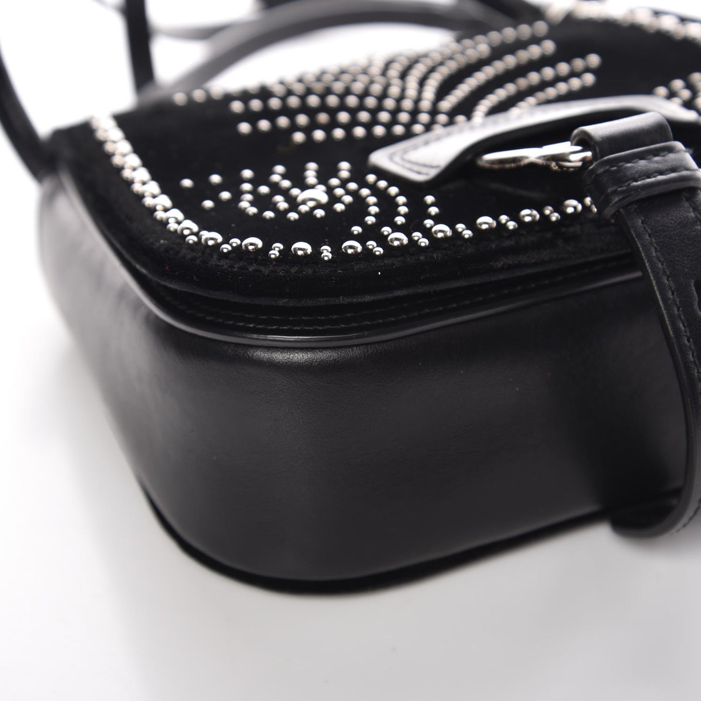 Velluto Soft Calf Studded Dahlia Shoulder Bag Black