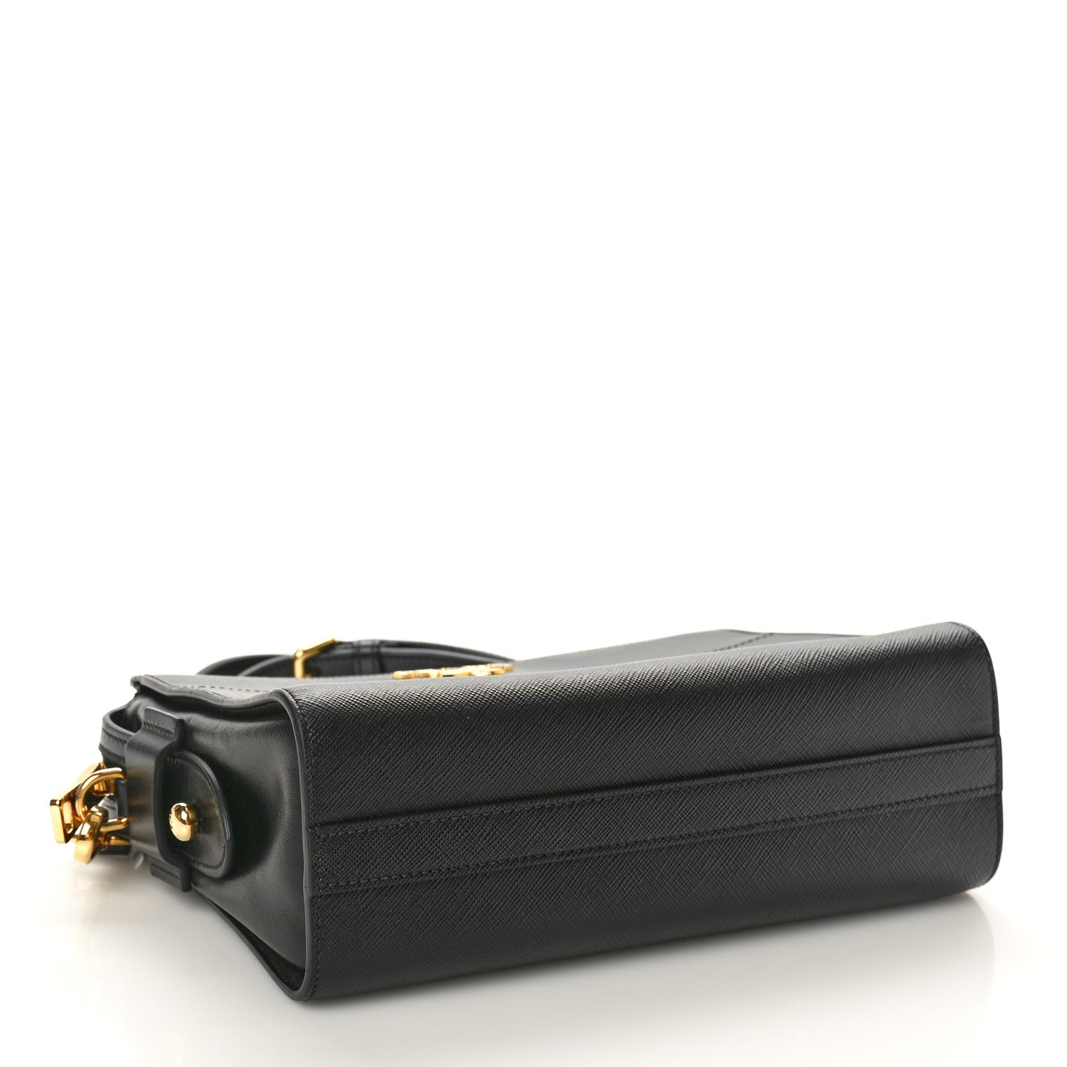 Prada Saffiano City Calfskin Esplanade Crossbody Bag Black 4 of 9
