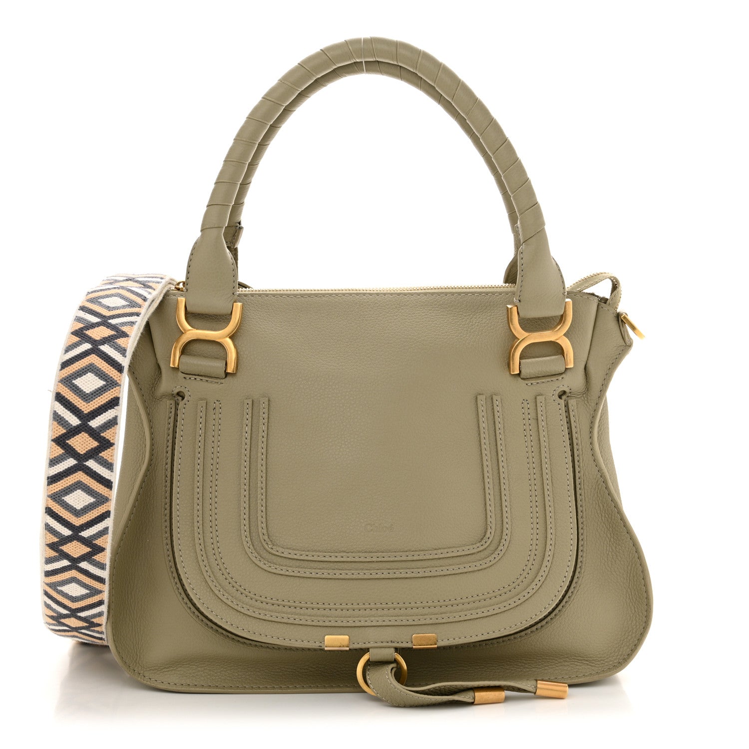 Chloe Calfskin Braided Medium Marcie Double Carry Slate Green 1 of 10