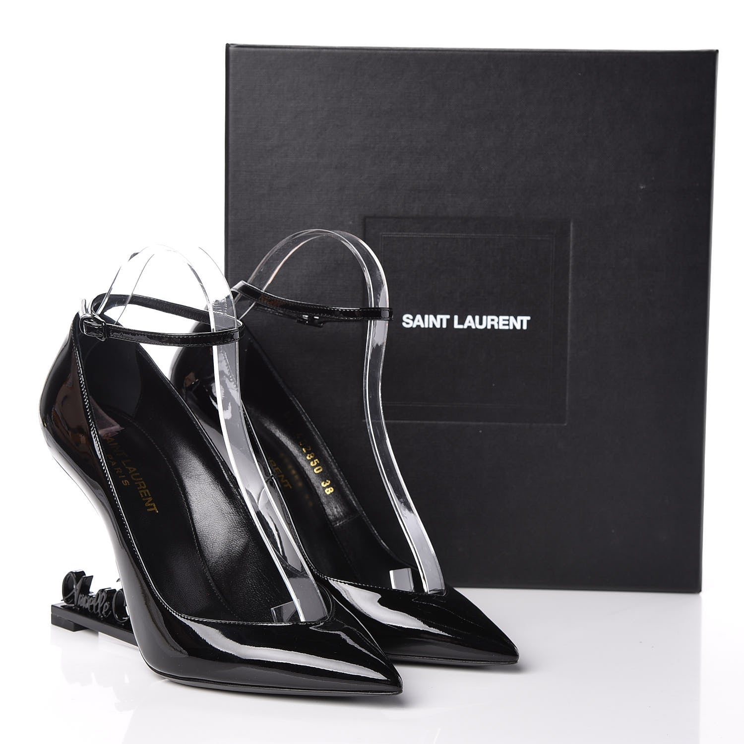 Saint Laurent Patent Opyum Appelle Moi Ankle Strap Pump 38 Black 10 of 10