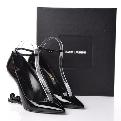 Saint Laurent Patent Opyum Appelle Moi Ankle Strap Pump 38 Black 10 of 10