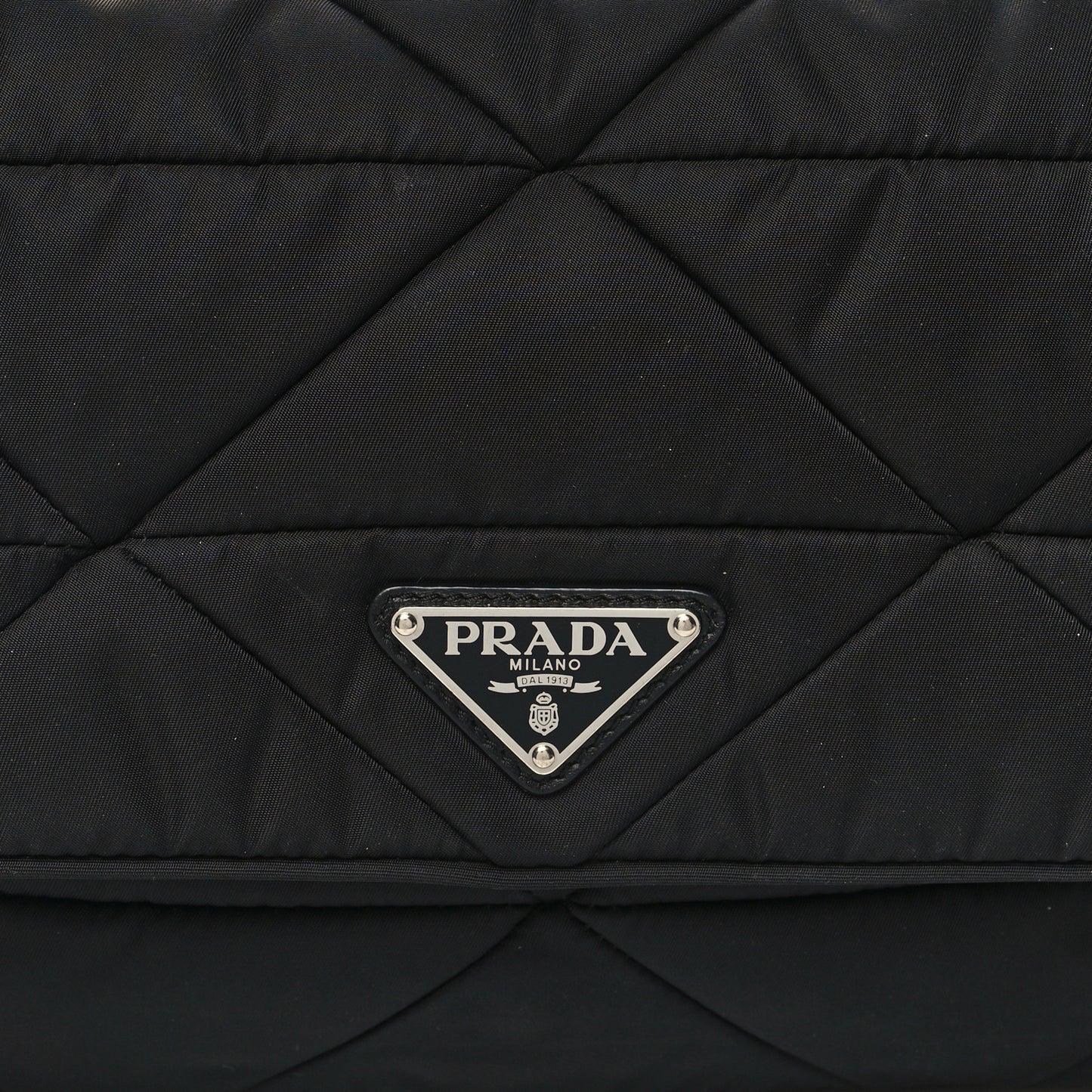 Re-Nylon Quilted Padded Flap Shoulder Bag Black