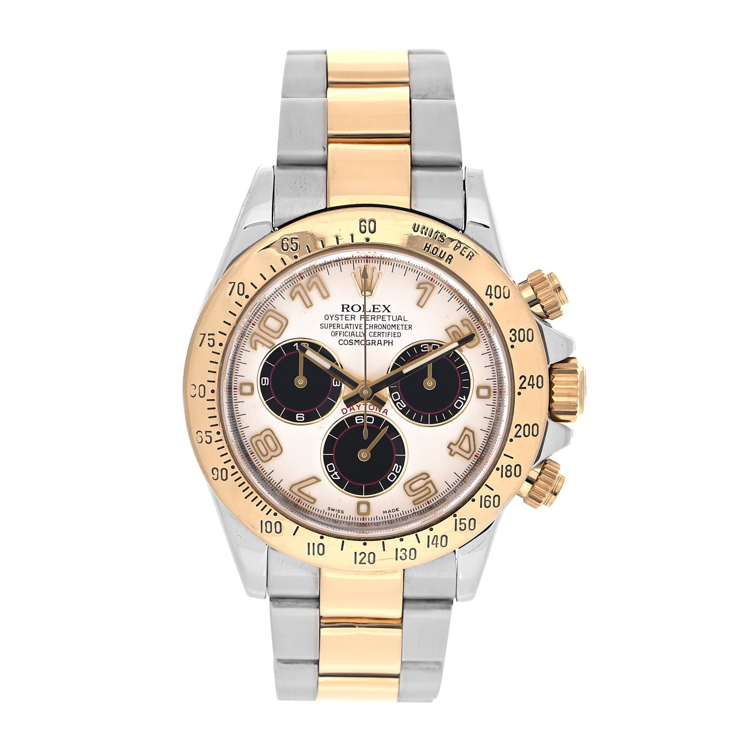 Rolex Stainless Steel 18K Yellow Gold 40mm Oyster Perpetual Cosmograph Daytona Watch White Black 116523 1 of 5