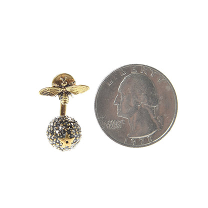 Christian Dior Metal Bee Star Tribale Earrings Aged Gold 3 of 4