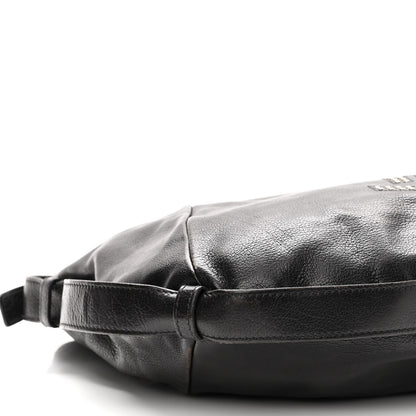 Saint Laurent Calfskin Horn Studded Logo Mombasa Hobo Black 7 of 9