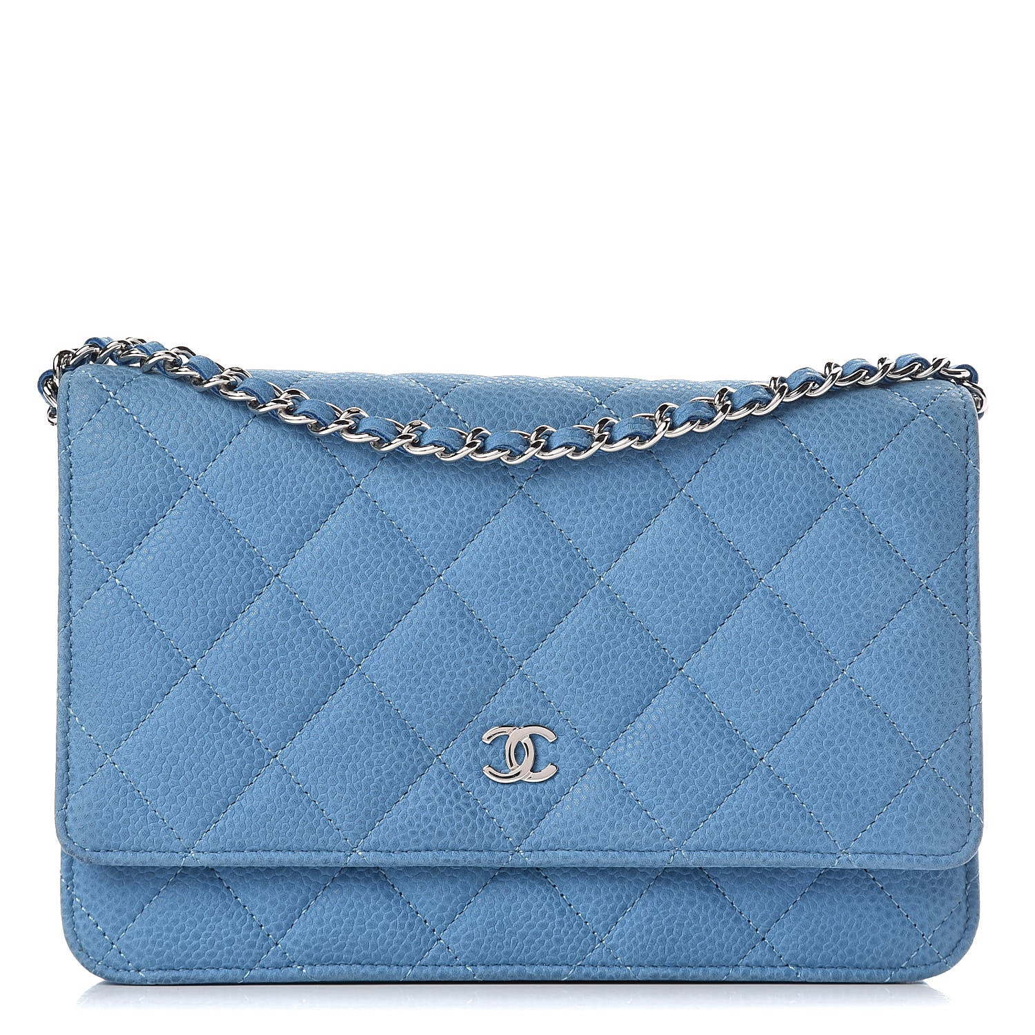 Chanel Iridescent Caviar Quilted Wallet On Chain WOC Blue 1 of 13