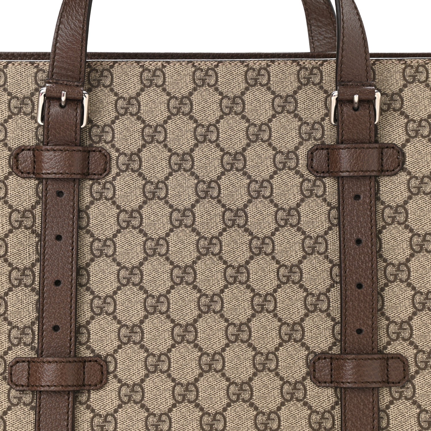 Gucci GG Supreme Monogram Textured Dollar Calfskin Medium Detail Tote Beige Ebony New Acero 8 of 10