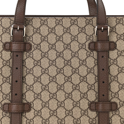 Gucci GG Supreme Monogram Textured Dollar Calfskin Medium Detail Tote Beige Ebony New Acero 8 of 10