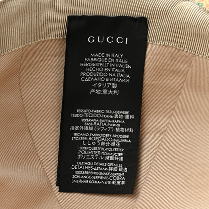 Gucci Raffia GG Monogram Elaphe Embroidered Aisha Baseball Hat M Ivory New Shamarock 7 of 7