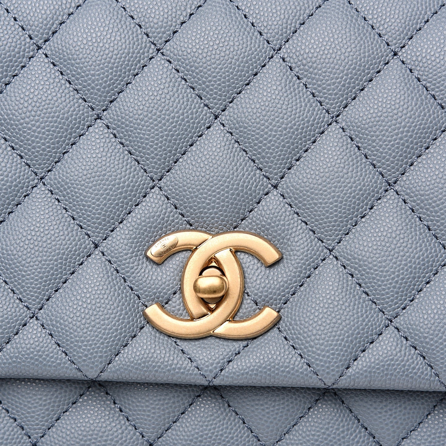 Caviar Quilted Small Coco Handle Flap Blue