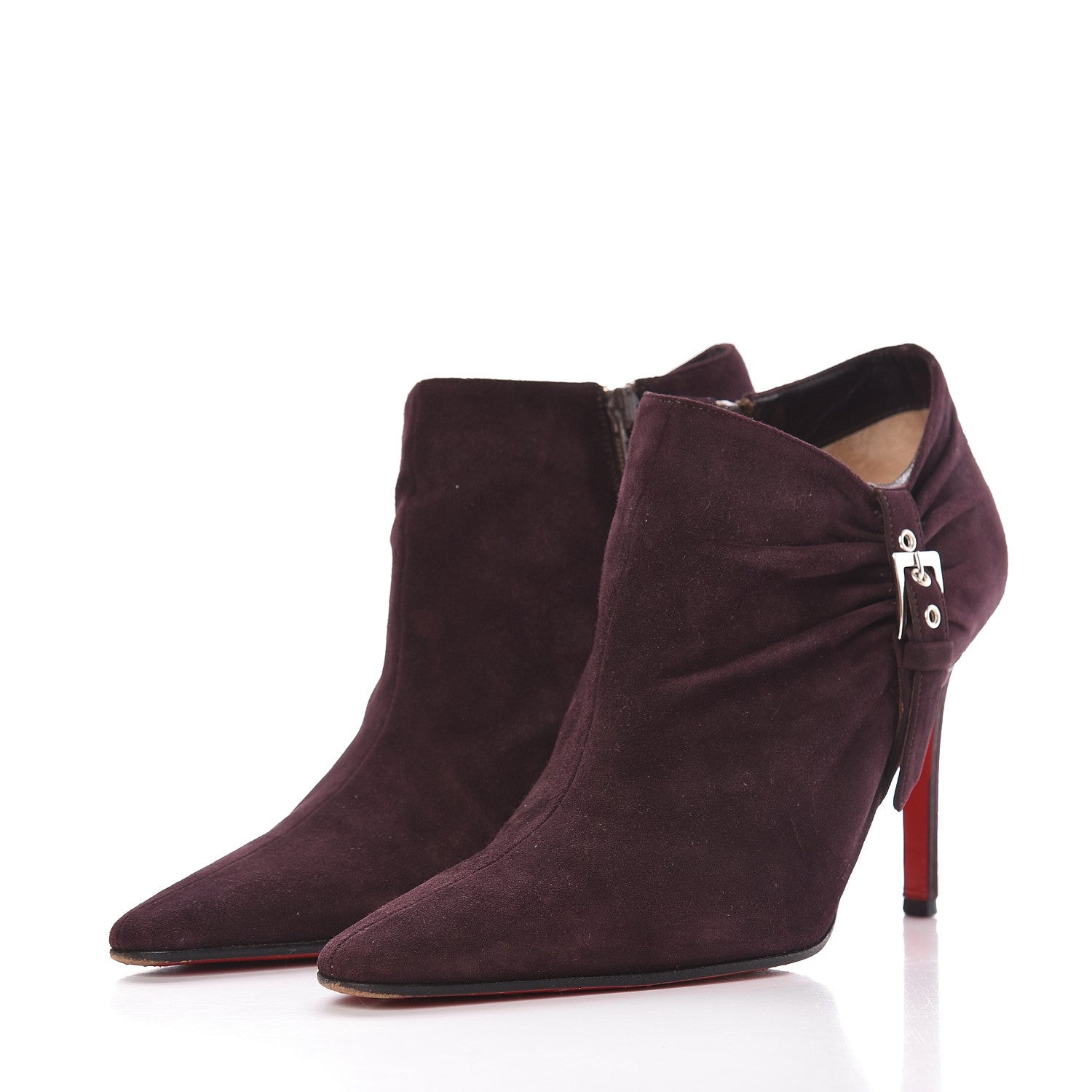 Christian Louboutin Veau Velours 85 Ankle Boots 36 Prune 3 of 16