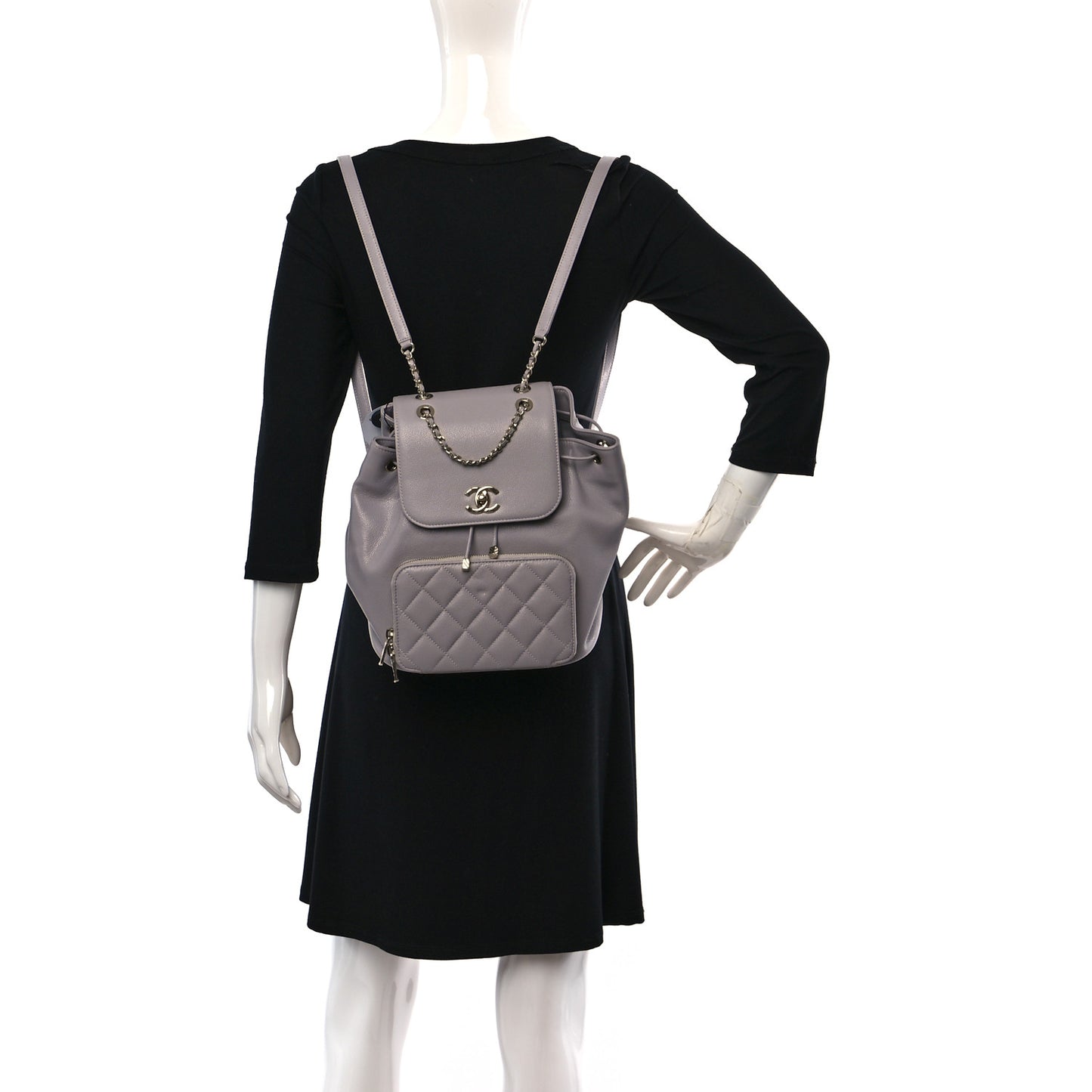 Caviar Quilted Business Affinity Backpack Grey