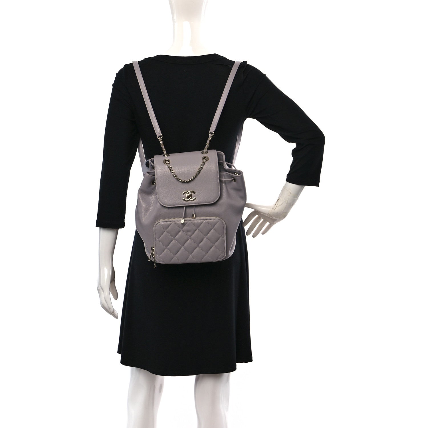 Chanel Caviar Quilted Business Affinity Backpack Grey 2 of 9