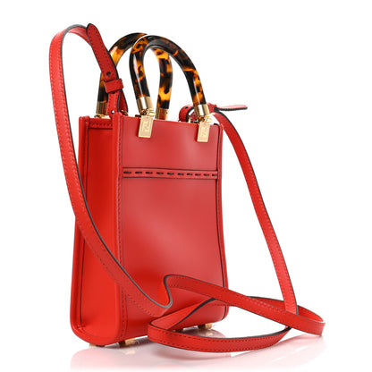 Fendi Vitello King Plexiglass Logo Embossed Mini Fendi Sunshine Shopper Tote Papavero 3 of 8