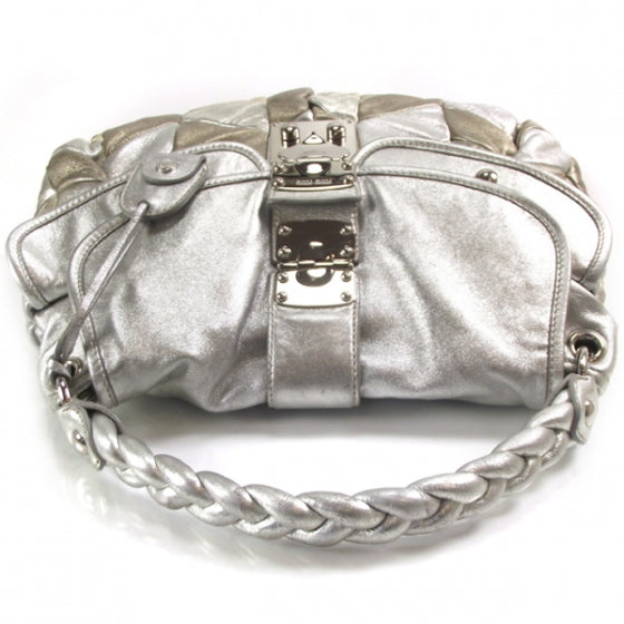 Leather Matelasse Coffer Tote Metallic