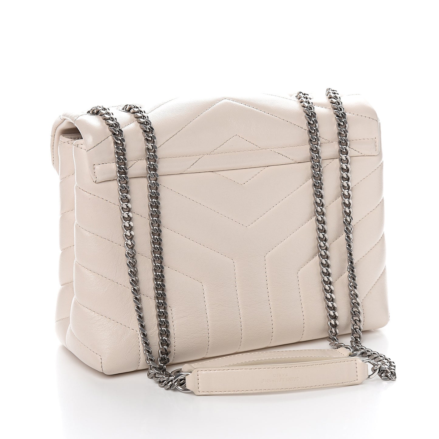 Calfskin Y Quilted Monogram Small Loulou Chain Satchel Ivory