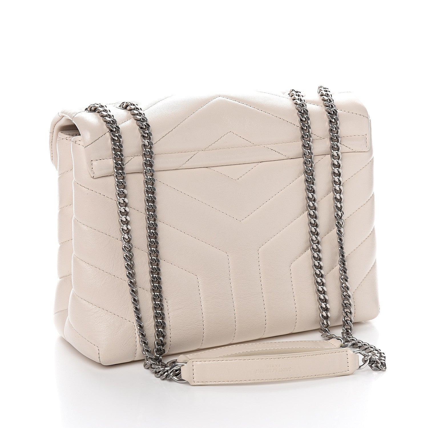 Saint Laurent Calfskin Y Quilted Monogram Small Loulou Chain Satchel Ivory 2 of 9