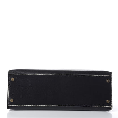 Hermes Veau Grain Lisse Kelly Sellier 32 Black 6 of 33