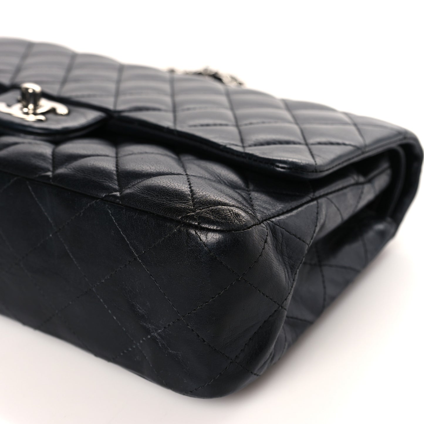 Lambskin Quilted Medium Double Flap Black