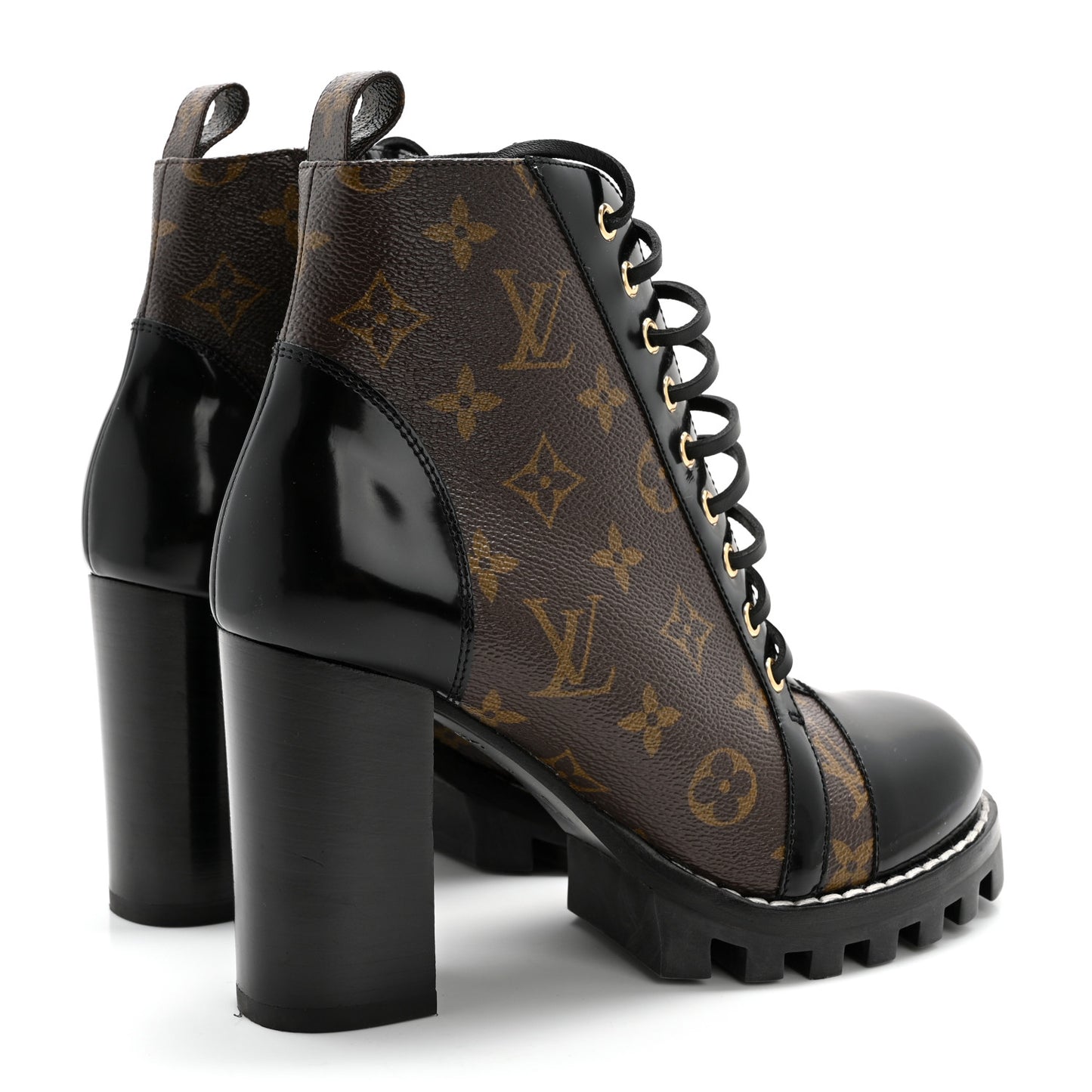 Patent Calfskin Monogram Star Trail Ankle Boots 38.5 Black
