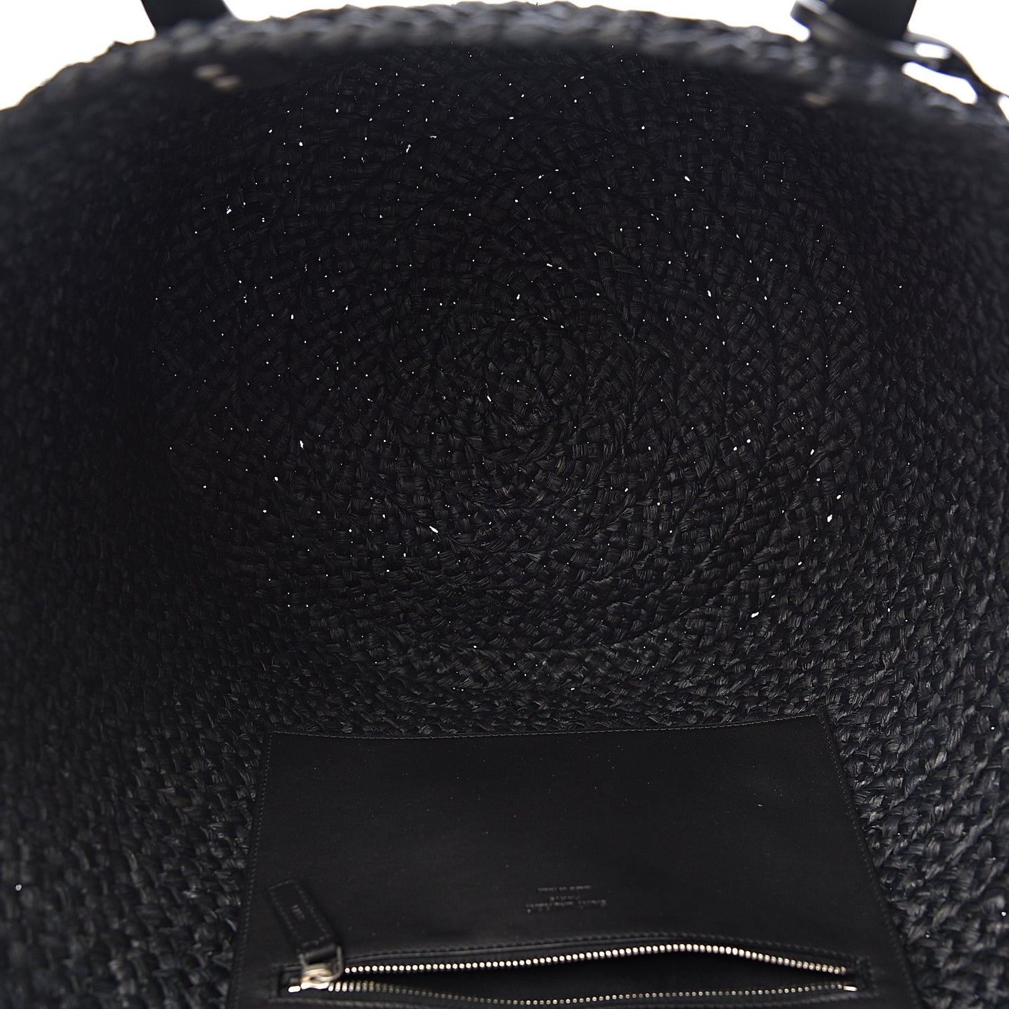 Raffia Medium Panier Bag Black