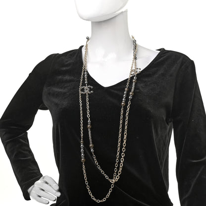 Chanel Pearl Crystal CC Long Necklace Gold 2 of 5