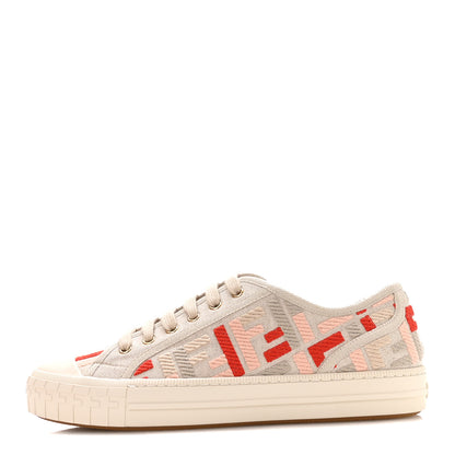 Fendi Kuban Canvas FF Womens Domino Low Top Sneakers 38.5 Grezzo Multicolor Rosa 1 of 9