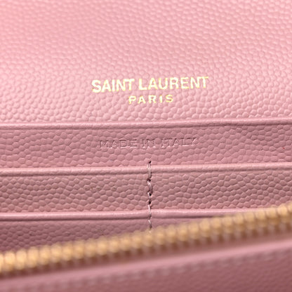 Saint Laurent Grain De Poudre Matelasse Chevron Monogram Chain Wallet Tender Pink 7 of 11
