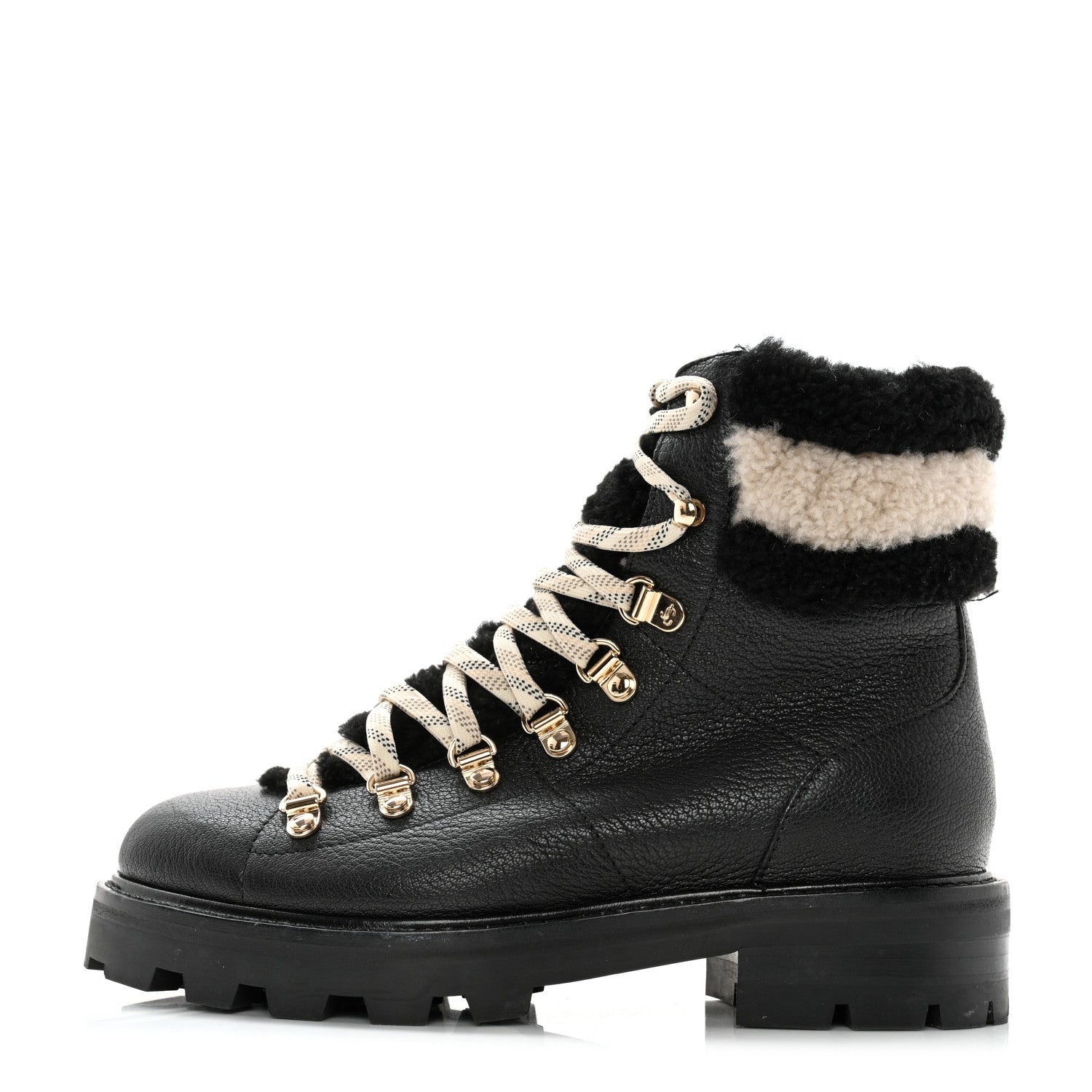 Jimmy Choo Suede Shearling Eshe Flat Boots 35.5 Black 1 of 7