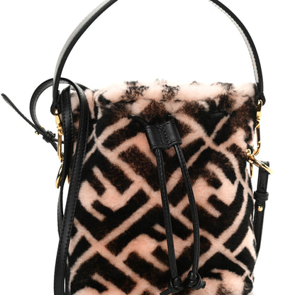 Fendi Shearling F is Fendi Macro FF 1974 Diagonal Mini Mon Tresor Bucket Bag Light Rose Black 8 of 11