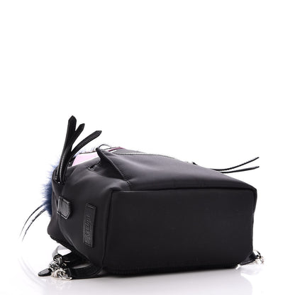 Fendi Nylon Vitello Fox Goat Fur Monster Eyes Mini Backpack Black Multicolor Sky 4 of 7