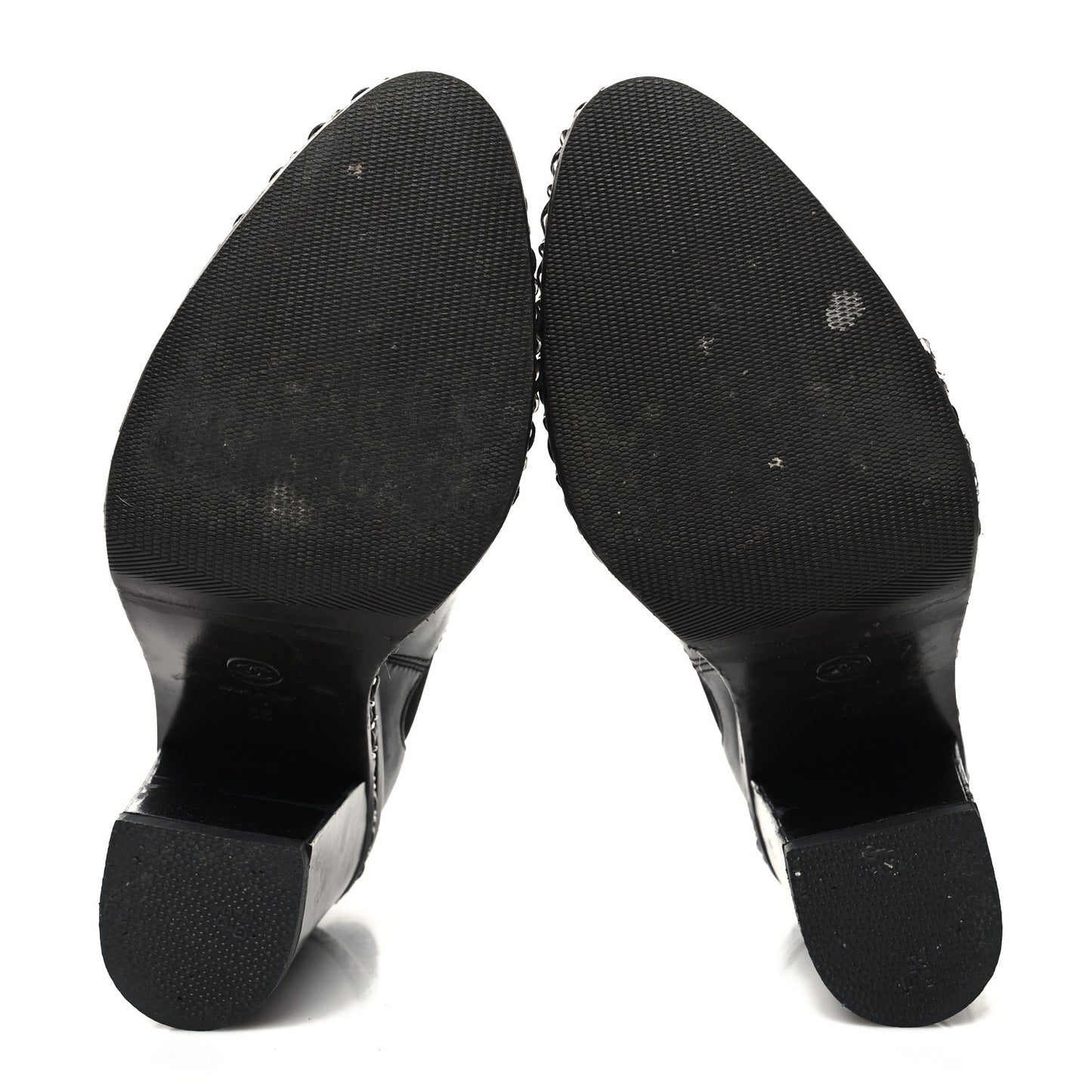 Calfskin Chain Around Elastic Boots 38 Black