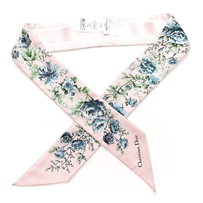 Christian Dior Silk Twill D-Floral Mitzah Scarf Pink Blue 1 of 3