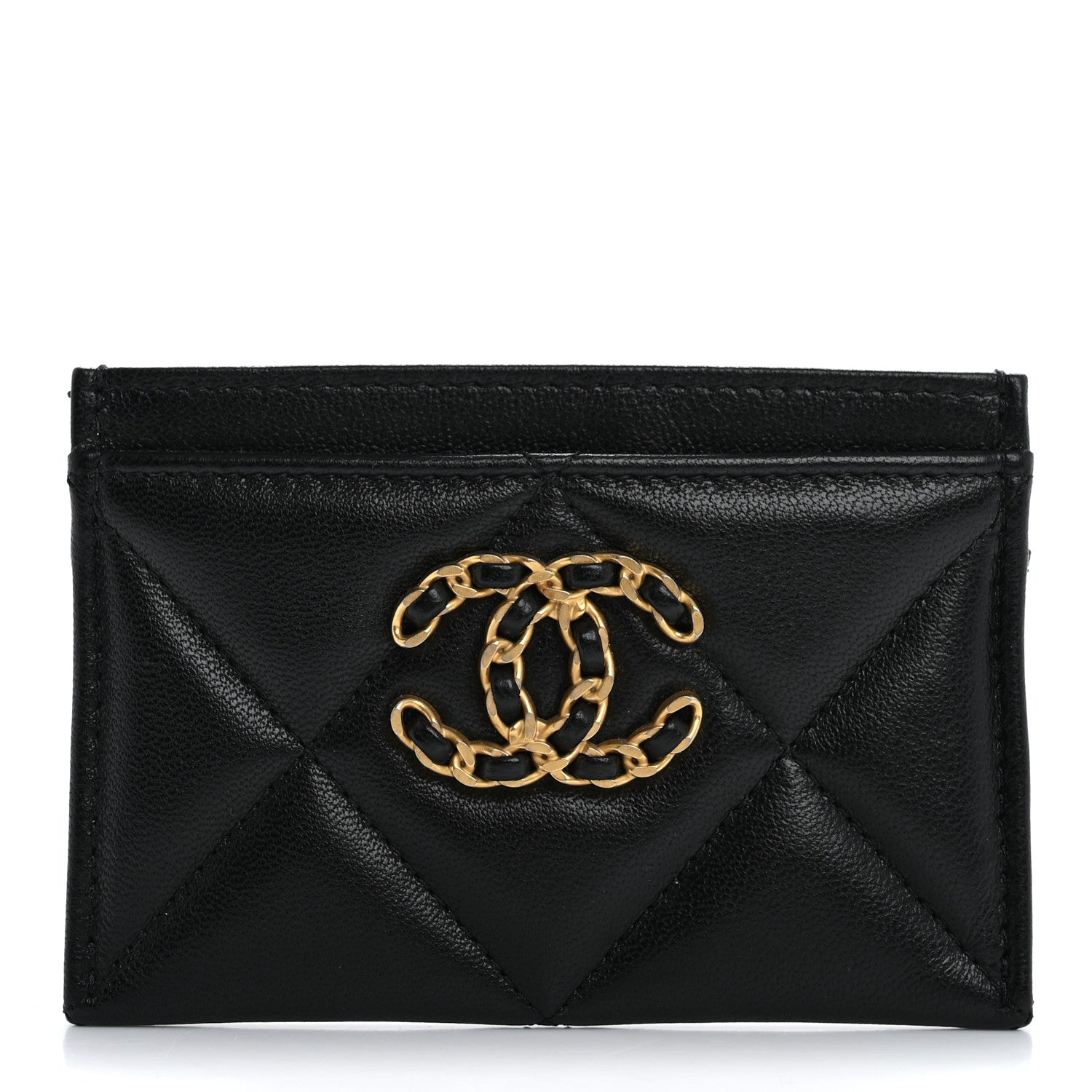 Chanel Lambskin Quilted Chanel 19 Card Holder Black 1 of 10